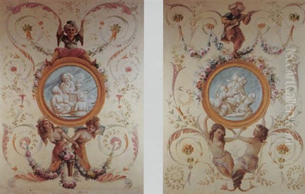 Decorative Neo-classical Design Oil Painting by Jean-Baptiste Pillement