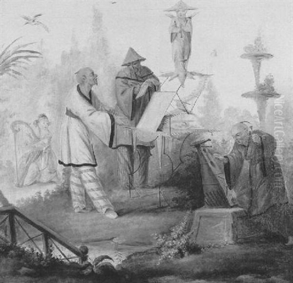 Les Musiciens Chinois Oil Painting by Jean-Baptiste Pillement