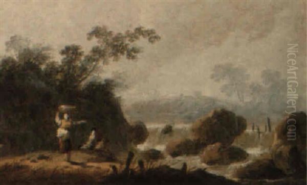 Landscapes With Figures Oil Painting by Jean-Baptiste Pillement