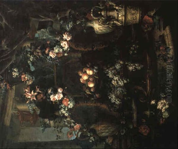 Rocky River Landscape With Peasant Boy And Girl Oil Painting by Jean-Baptiste Pillement