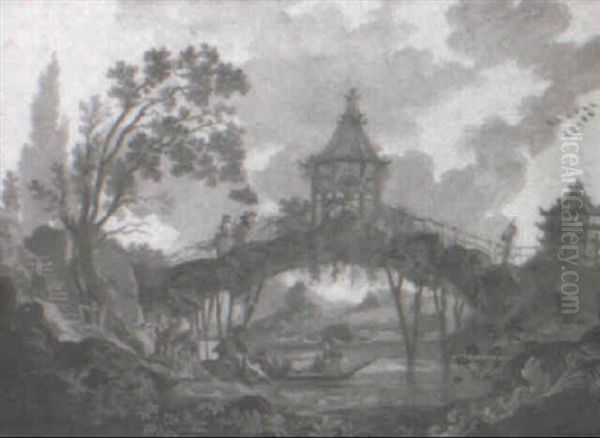 Chinoiserie Oil Painting by Jean-Baptiste Pillement