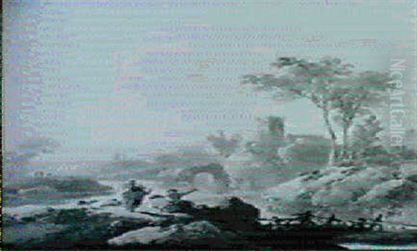 Paysage Anime Oil Painting by Jean-Baptiste Pillement