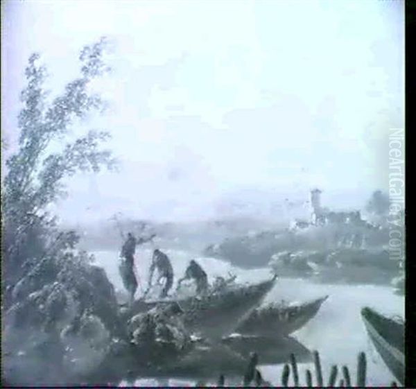 Scene De Peche Au Portugal Oil Painting by Jean-Baptiste Pillement