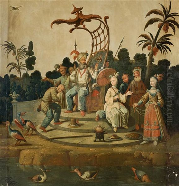 Chinoiserie Oil Painting by Victor Pillement