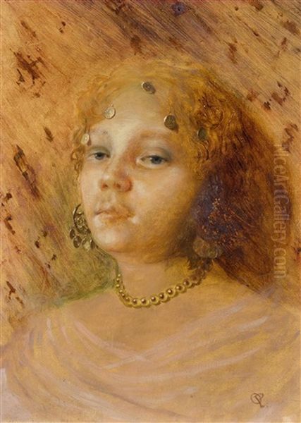 Bildnis Einer Jungen Orientalin Oil Painting by Otto Pilny