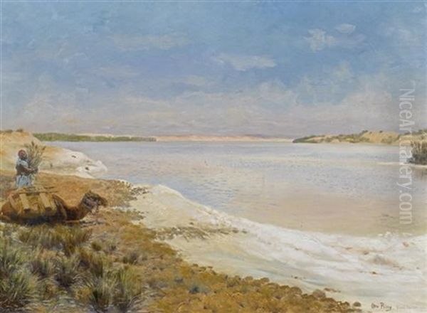 Am Wadi Natron Salzsee Oil Painting by Otto Pilny