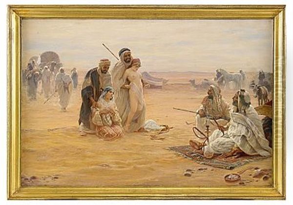 Slavmarknad Oil Painting by Otto Pilny