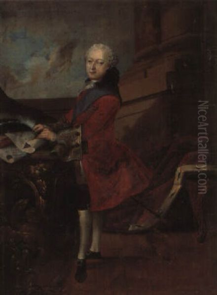 Portrat Af Christian Vii Som Barn, Staende Oil Painting by Carl Gustav Pilo