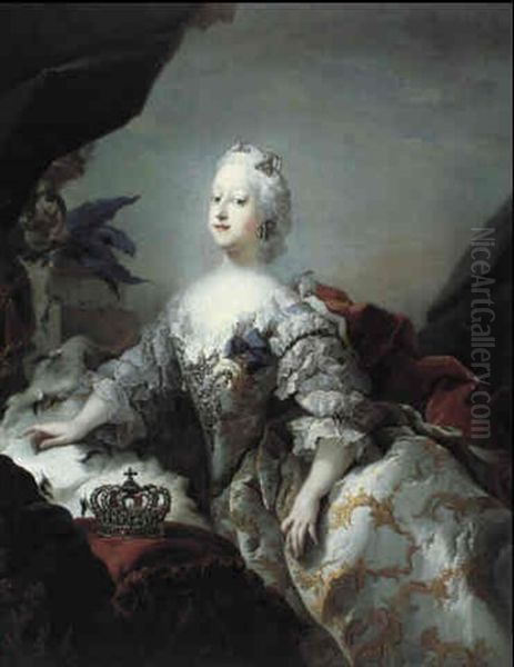 Portraetter Forestillende Frederik V Og Dronning Louise Oil Painting by Carl Gustav Pilo