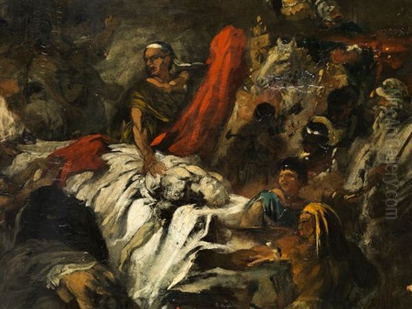 Marc Aurel An Der Leiche Casars Oil Painting by Carl Theodor Von Piloty