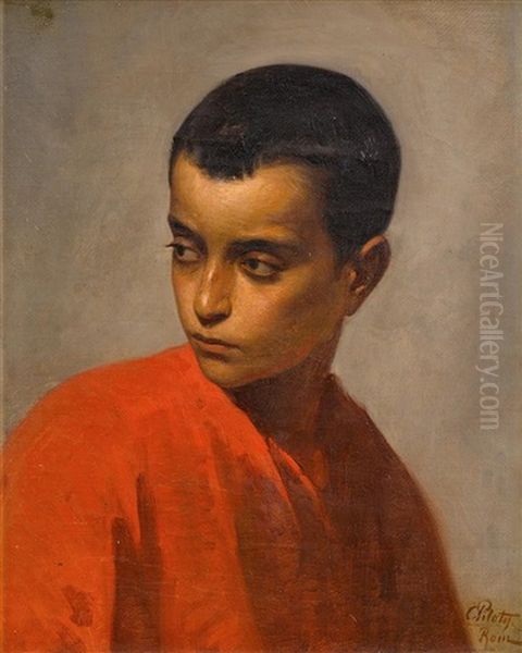 Portrait Of A Boy Oil Painting by Carl Theodor Von Piloty