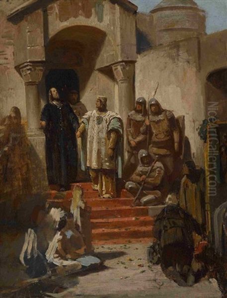 Die Freilassung Friedrichs Des Schonen Von Osterreich Aus Der Burg Trausnitz Durch Ludwig Den Bayern Oil Painting by Carl Theodor Von Piloty