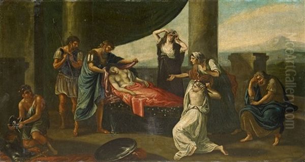The Mourning Of Alexander The Great Oil Painting by Carl Theodor Von Piloty