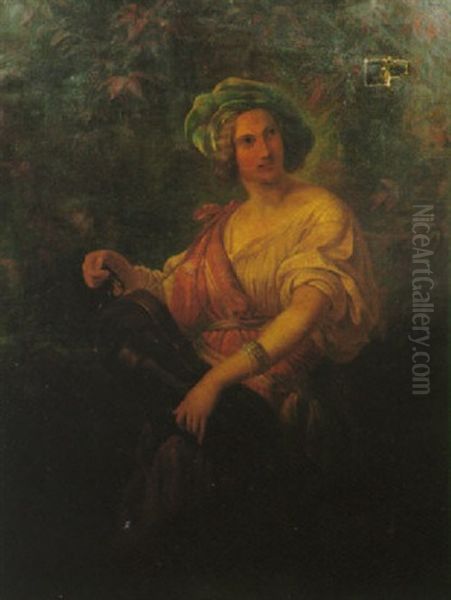 The Hurdy Gurdy Player Oil Painting by Carl Theodor Von Piloty
