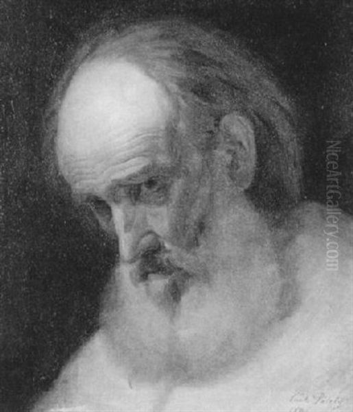 Der Kopf Eines Bartigen Mannes Oil Painting by Carl Theodor Von Piloty