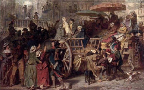 Die Letzte Fahrt Der Girondisten Zum Schafott Oil Painting by Carl Theodor Von Piloty