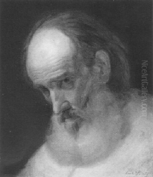Portrait Eines Gelehrten Oil Painting by Carl Theodor Von Piloty