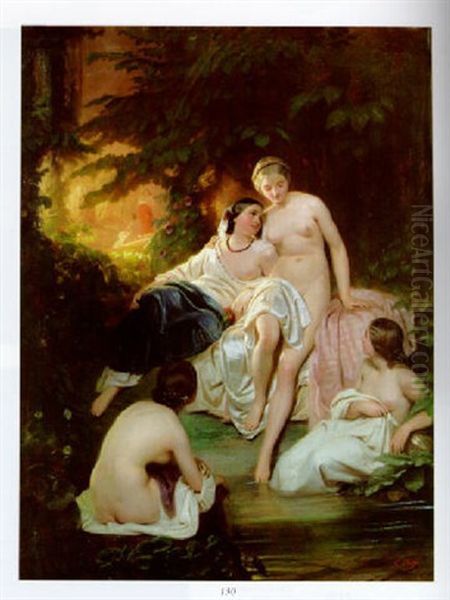 The Bathers Oil Painting by Carl Theodor Von Piloty