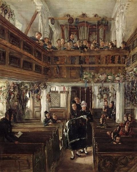 Taufe In Der Kirche Zu Kappeln Oil Painting by Otto Piltz