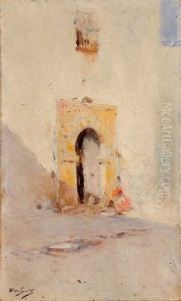 Porte A Tunis (study) Oil Painting by Emile Auguste Pinchart