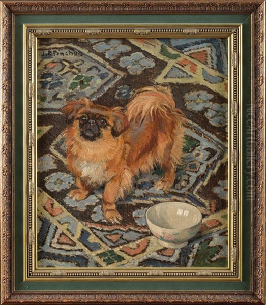 Chien Au Bol De Porcelaine Oil Painting by Joseph Porphyre Pinchon