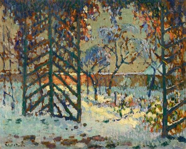 Garden Under Snow Oil Painting by Robert Antoine Pinchon