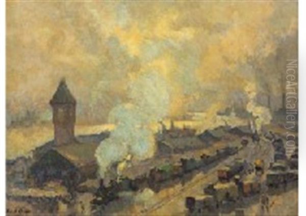 Quai De Madagascar Rouen Oil Painting by Robert Antoine Pinchon