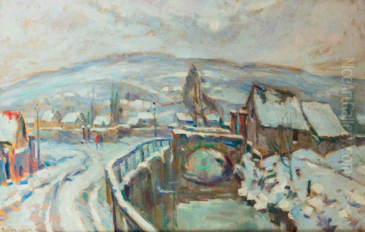 Le Robec Sous La Neige Aux Alentours De Rouen Oil Painting by Robert Antoine Pinchon