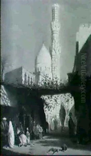 Arab Market Oil Painting by  Pinel de Grandchamp