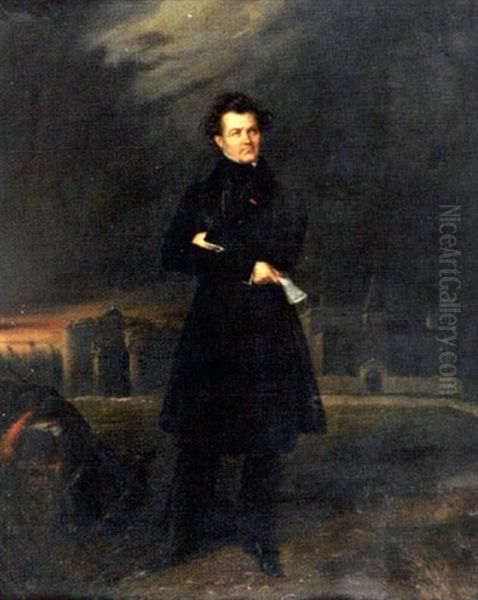 Portrait De (chateaubriand?) Oil Painting by Edouard Pingret