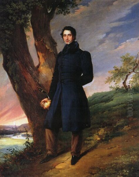 Portrait Eines Mannes Mit Meerschaumpfeife Oil Painting by Edouard Pingret