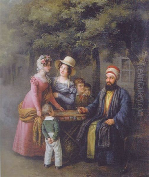 A Visit To The Artist Oil Painting by Edouard Pingret