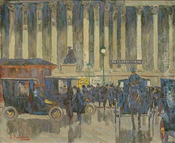 Place De La Bourse, Paris Oil Painting by Oswaldo Pinheiro