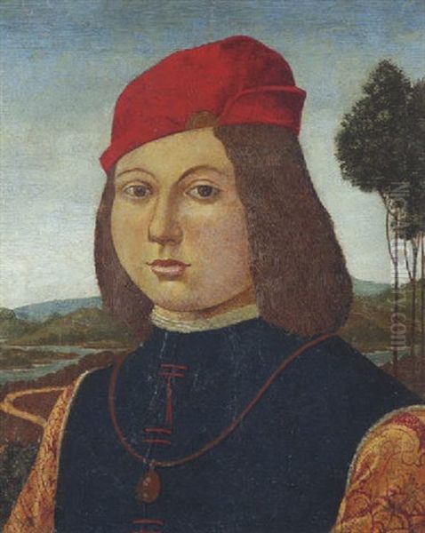 Bildnis Eines Knaben Mit Roter Mutze Oil Painting by Bernardino di Betto (Pinturicchio)
