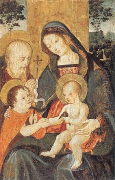 Holy Family With The Infant Saint John The Baptist Oil Painting by Bernardino di Betto (Pinturicchio)