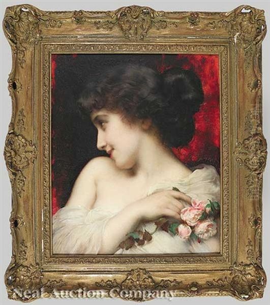 Ideal Head Oil Painting by Etienne Adolphe Piot