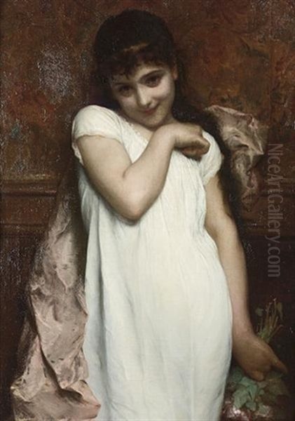 Portrait Of A Young Woman Oil Painting by Etienne Adolphe Piot