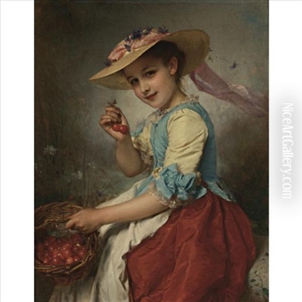 The Cherry Girl Oil Painting by Etienne Adolphe Piot