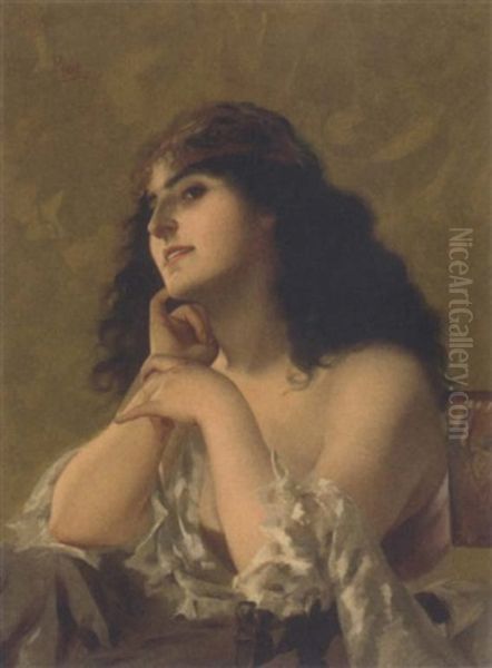 An Eastern Beauty Oil Painting by Etienne Adolphe Piot