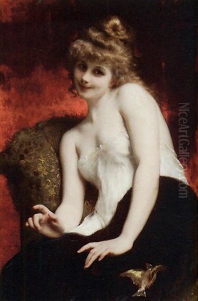 A Young Beauty Oil Painting by Etienne Adolphe Piot