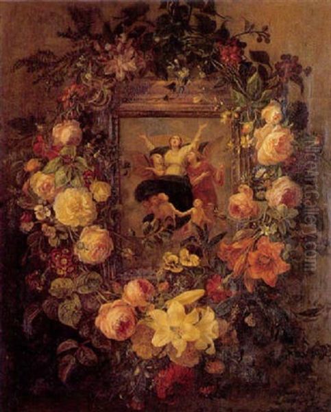 Madonne A La Couronne De Fleurs Oil Painting by Etienne Adolphe Piot