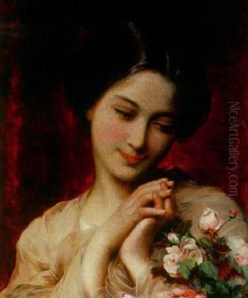 Rosebuds Oil Painting by Etienne Adolphe Piot