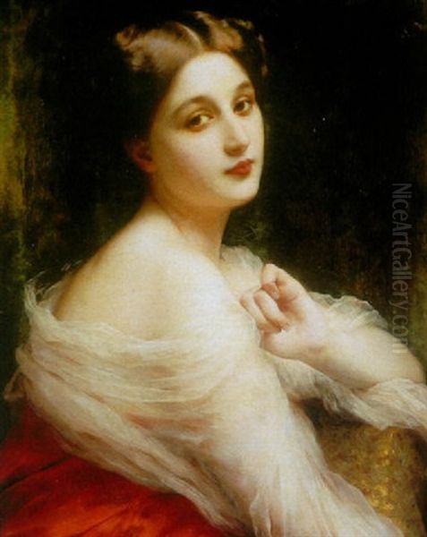 A Young Beauty Oil Painting by Etienne Adolphe Piot
