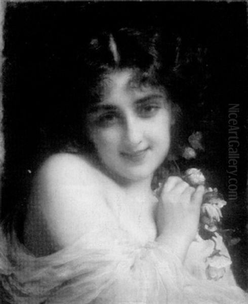 Portrait Of A Young Woman Oil Painting by Etienne Adolphe Piot