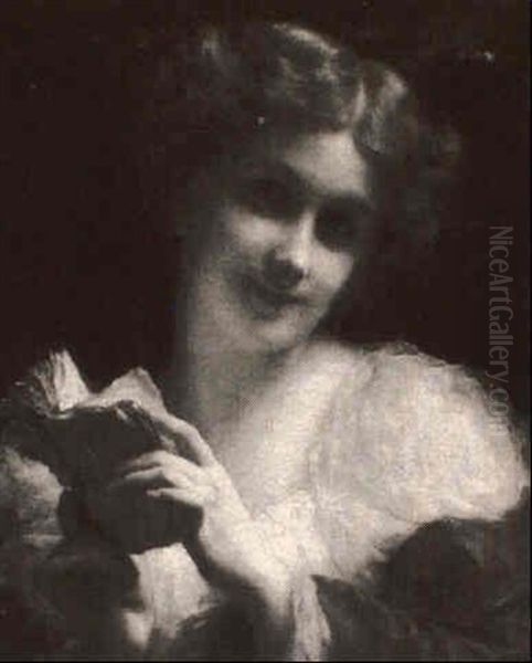 Young Beauty With Book Oil Painting by Etienne Adolphe Piot