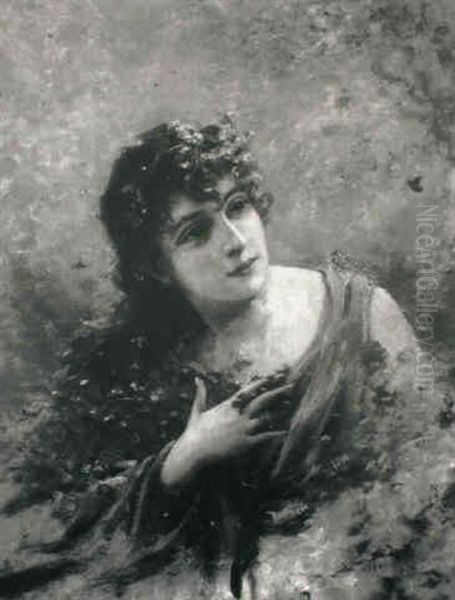 A Young Beauty Oil Painting by Etienne Adolphe Piot