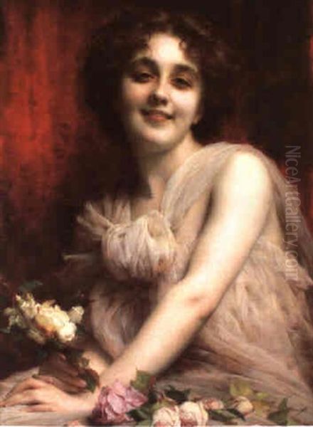 Portrait Of A Lady In Love Oil Painting by Etienne Adolphe Piot