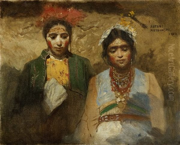 Dziewczyny Z Balkanow Oil Painting by Antoni Piotrowski