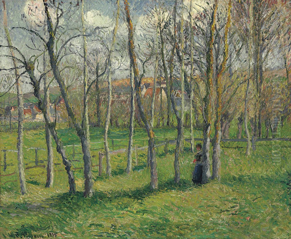 Prairie De Bazincourt Oil Painting by Camille Pissarro