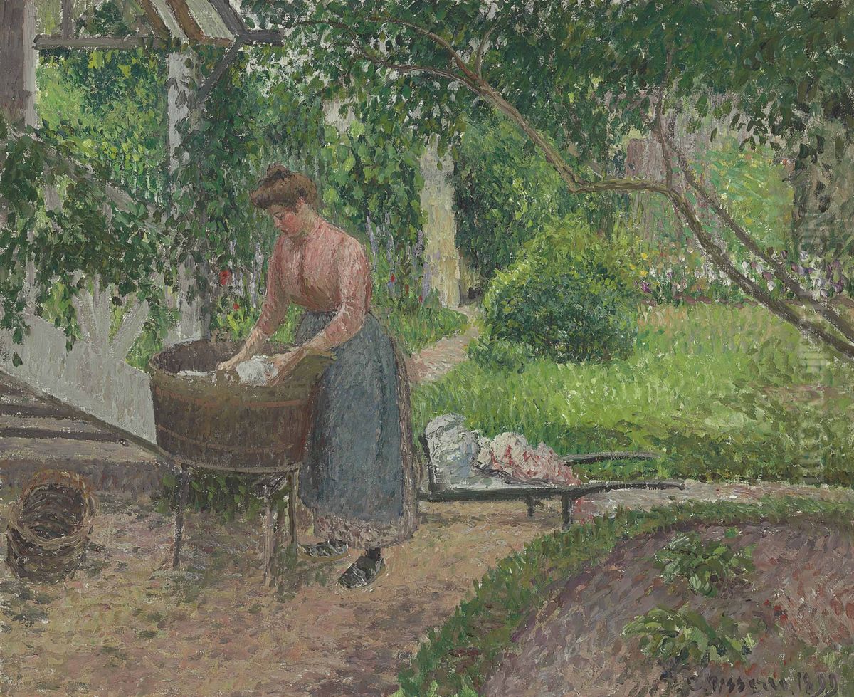 Laveuse Dans Le Jardin D'eragny Oil Painting by Camille Pissarro